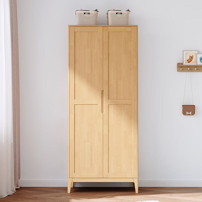 速发实木衣柜简易组合大橱柜卧室储物衣子家用小户型挂衣柜原L08