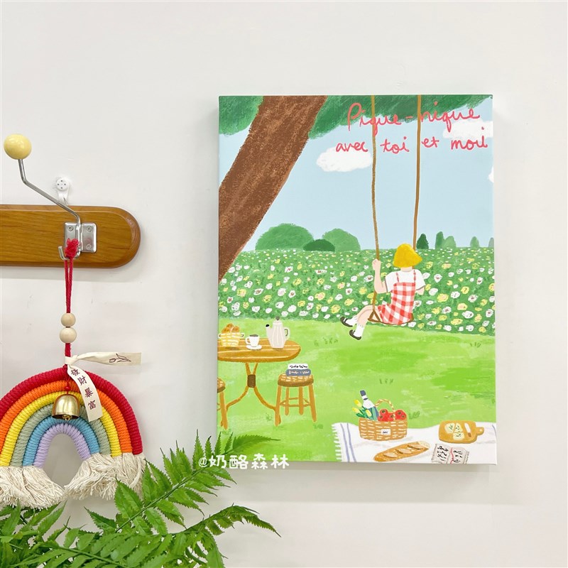 速发风系奶油风春日野电视画餐挂柜玄关沙发床头柜摆件装饰画