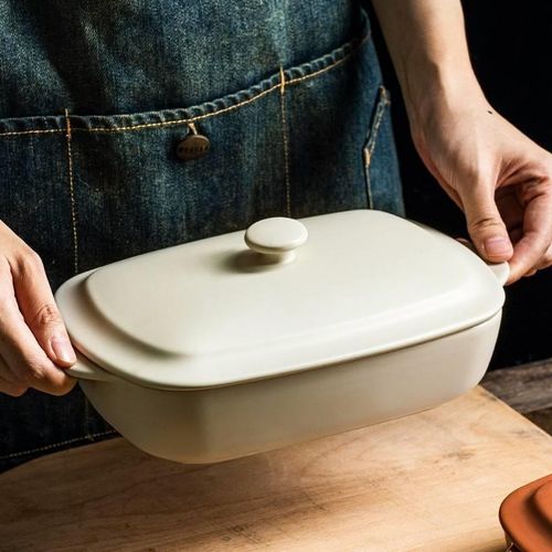 速发带盖碗盘瓷陶家用双耳烤碗大容量焗饭烤烤箱专用餐具鱼盘子