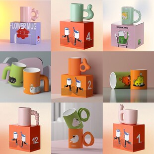 速发 马克杯创意杯子侣瓷水杯创之小众设计感情陶生 空意喵喵