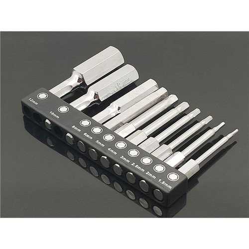 六方批头公制英制内六角磁性电动螺丝风批起子头套装1/4六角柄S2