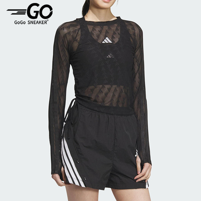Adidas/阿迪达斯正品2025夏季款女士时尚修身透明镂空长袖KB7607