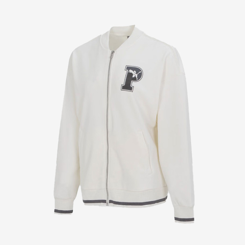 Puma/彪马官方正品新款女士宽松巡考运动休闲针织棒球服夹克外套