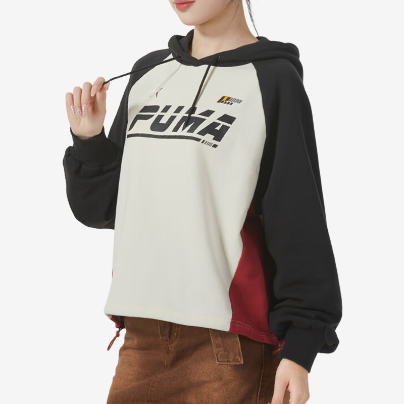 Puma/彪马正品2024女士复古针织运动休闲连帽卫衣625819-87图片