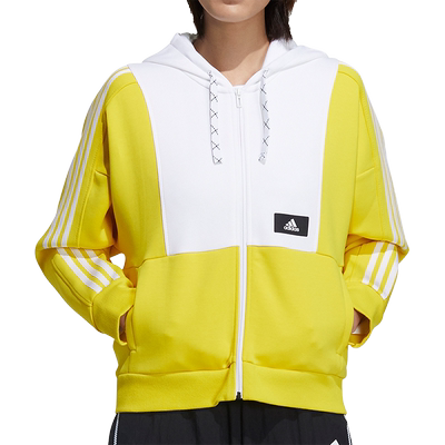 Adidas/阿迪达斯正品2021春季新款女子连帽休闲运动夹克 GP0690
