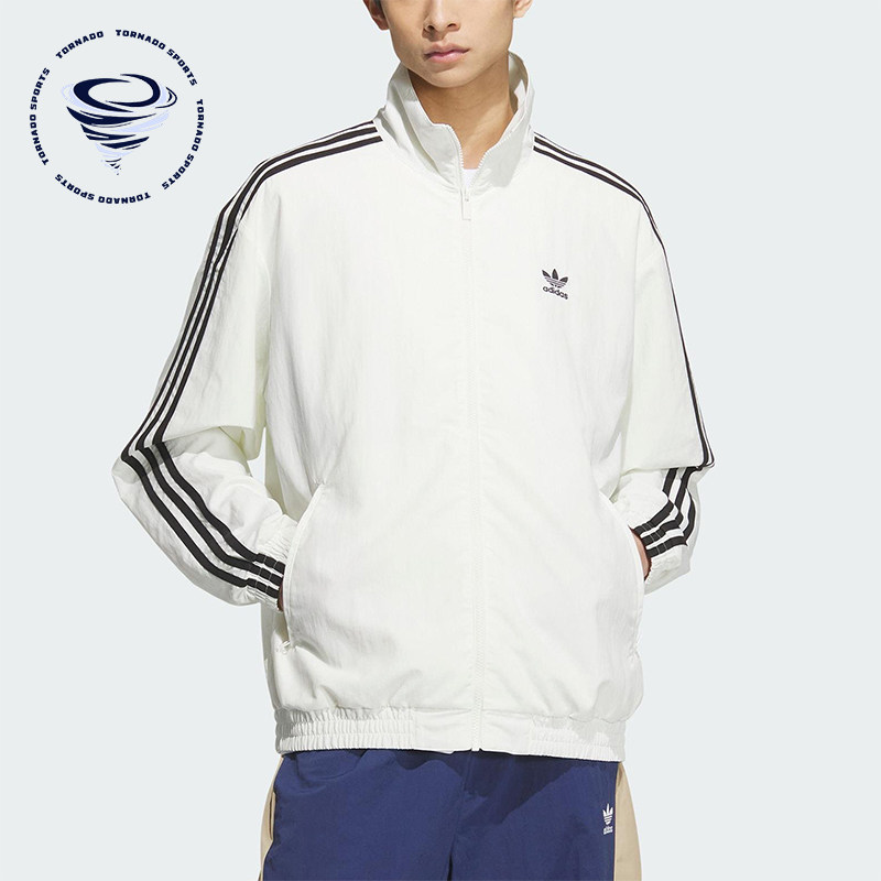 Adidas/阿迪达斯正品三叶草男士经典立领三条纹梭织外套KC1455 - 实物图