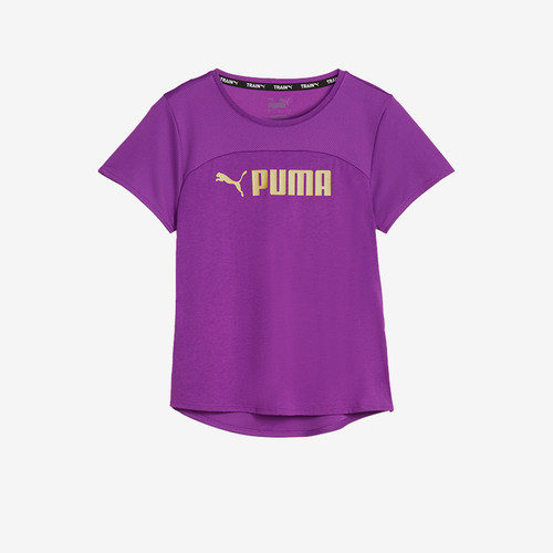 Puma/彪马正品潮流女士跑步训练运动前短后长拼接印花短袖T恤