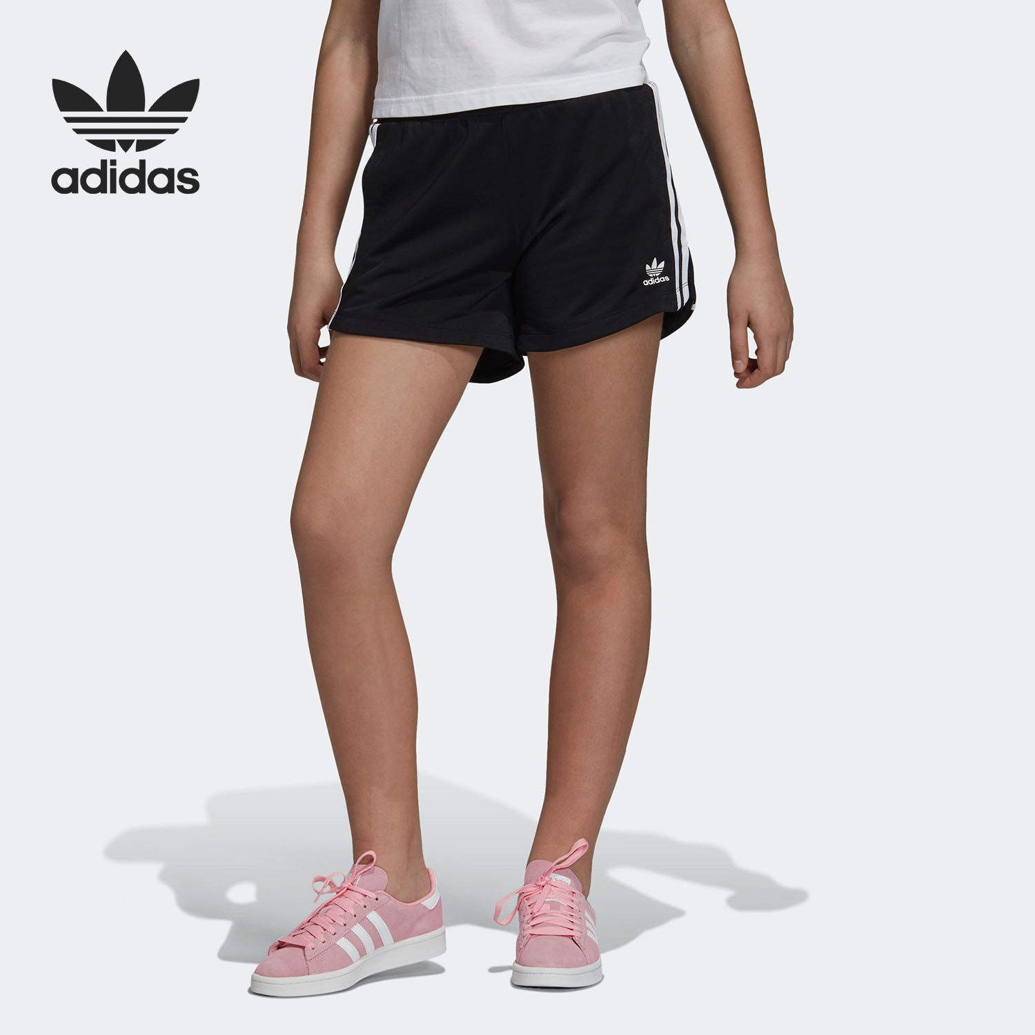 Adidas/阿迪达斯正品女大童三叶草运动休闲针织短裤 DV2895,童装/婴儿装/亲子装,裤子,淘宝优惠券,粉丝福利购,淘宝优惠卷