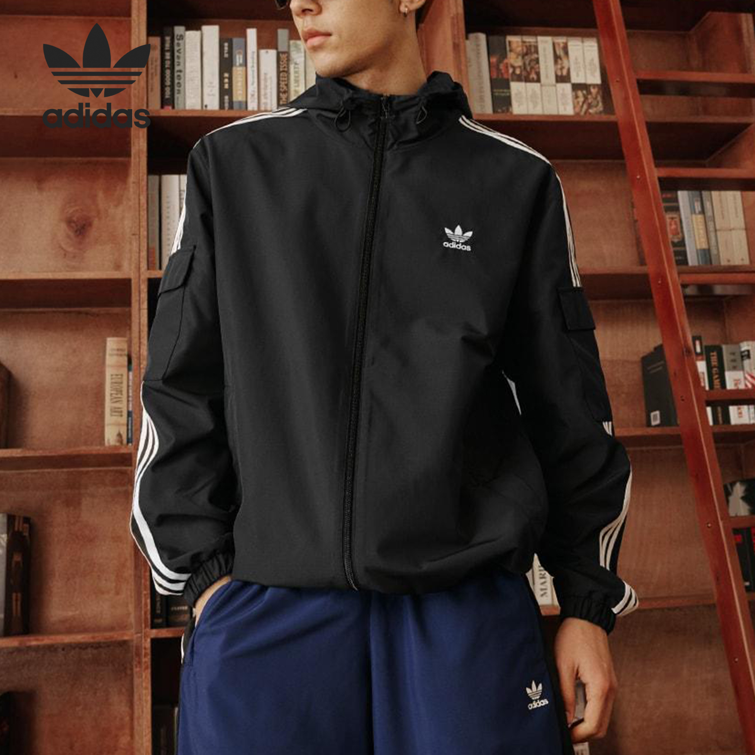 Adidas/阿迪达斯官方正品三叶草男女经典运动连帽夹克外套KB1945