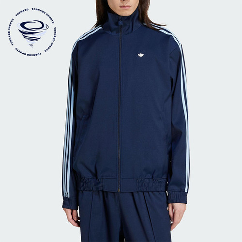 Adidas/阿迪达斯正品三叶草女士经典三条纹梭织立领外套JC6358