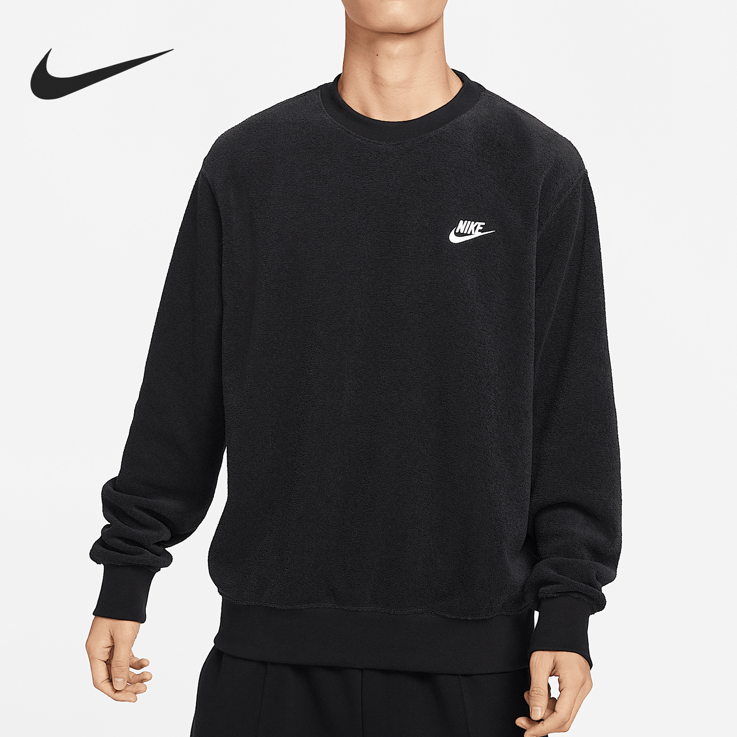 Nike/耐克官方正品新款男士加绒简约经典卫衣套头衫FB4980-010
