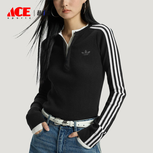 Adidas/阿迪达斯正品三叶草女士休闲亲肤修身圆领针织衫KS5333