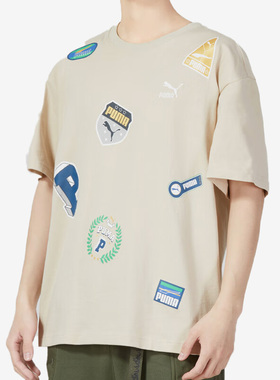 Puma/彪马正品新款多LOGO休闲透气圆领男女运动T恤623248-88