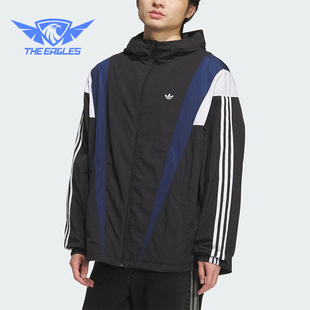 运动梭织拼接连帽宽松外套KS3552 三叶草男士 Adidas 阿迪达斯正品