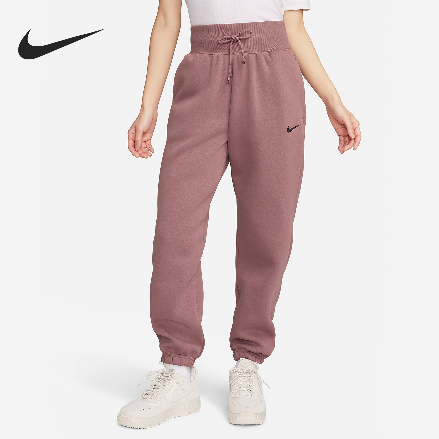 Nike/耐克官方正品新款女士高腰加绒宽松束脚运动长裤DQ5888-208