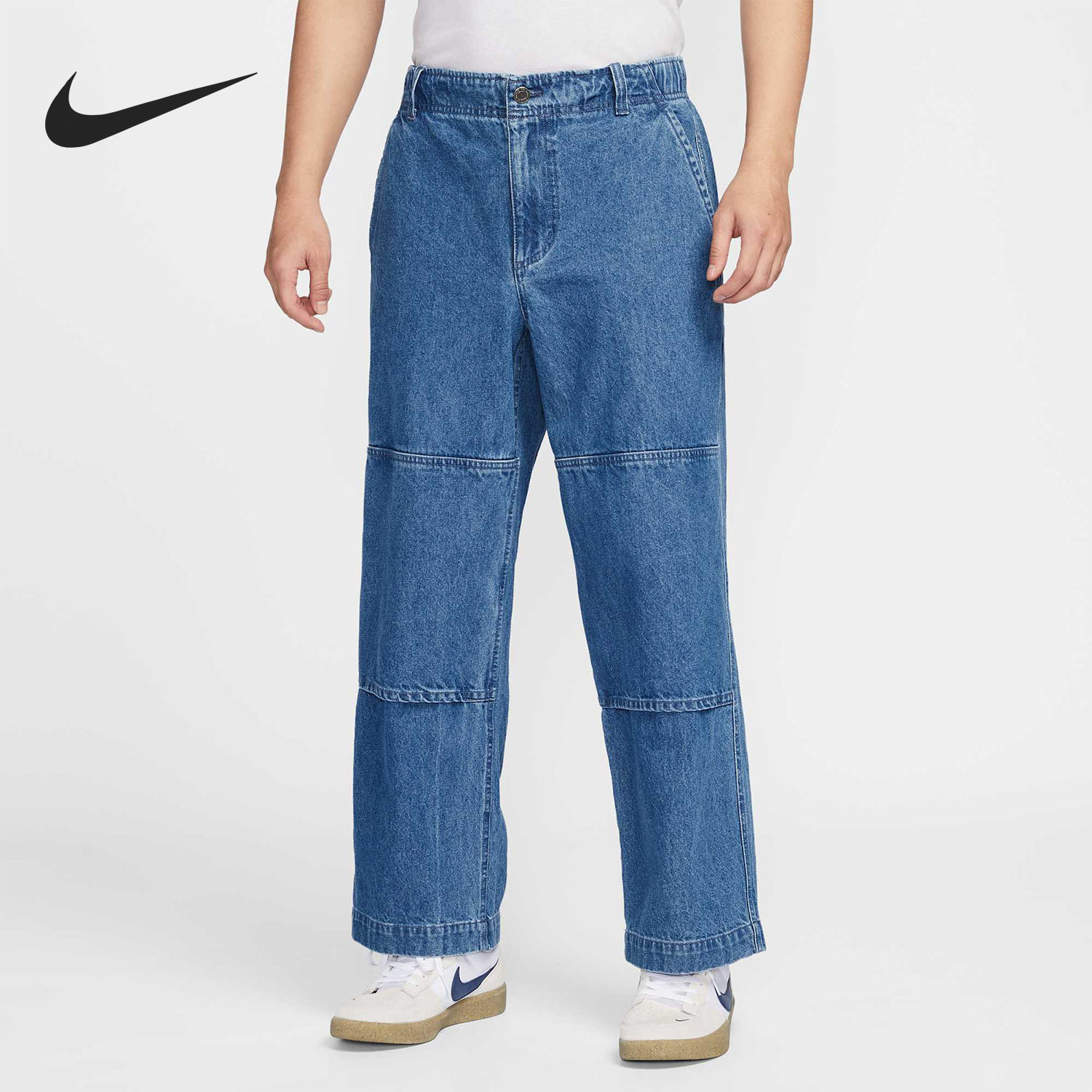 Nike/耐克官方正品新款男士时尚宽松拼接运动牛仔长裤HJ4267-491