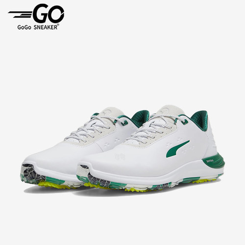 Puma/彪马正品稳定高尔夫球鞋白绿男黄绿色经典低帮鞋子379856-01