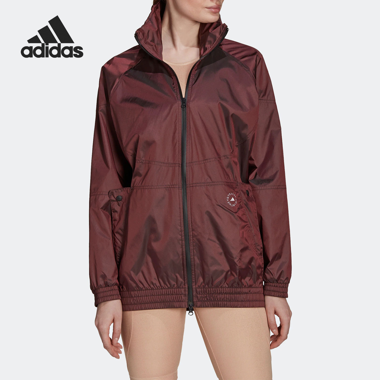 阿迪达斯女士宽松立领运动外套