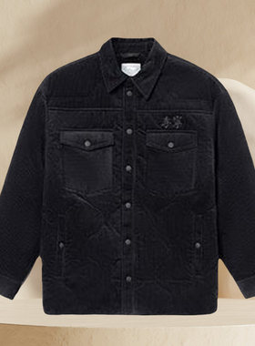 李宁正品外套冬季新款男子刺绣宽松保暖灯芯绒短款棉服AFMR459