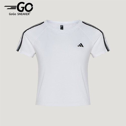 Adidas/阿迪达斯正品女士时尚三条纹修身套头短袖T恤KZ1526