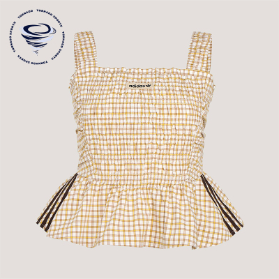 Adidas/阿迪达斯正品三叶草女士运动时尚潮流格纹背心T恤KX7036