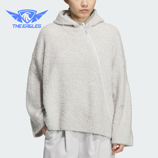 宽松休闲连帽针织衫 2025女士运动时尚 KC5782 阿迪达斯正品 Adidas