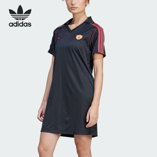 Adidas/阿迪达斯正品三叶草女士翻领运动足球连衣裙JF0385