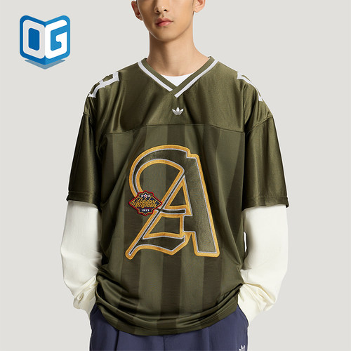 Adidas/阿迪达斯正品三叶草男士透气二合一球衣复古长袖T恤KS5329