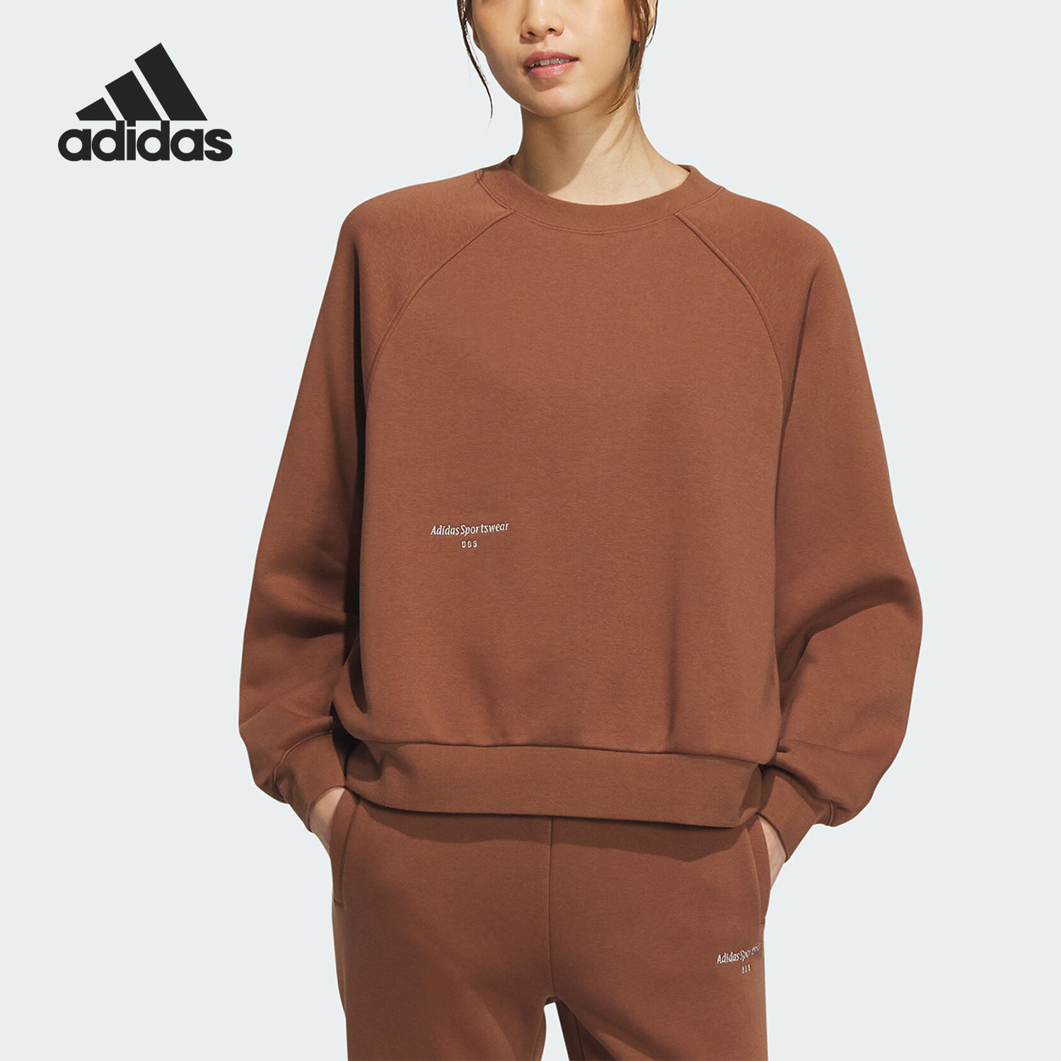 Adidas/阿迪达斯正品冬季新款女子加绒保暖休闲卫衣IX6792