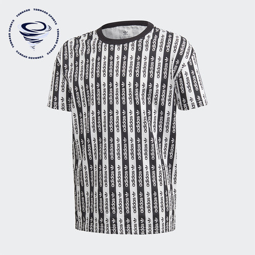 Adidas/阿迪达斯正品三叶草大童运动印花圆领吸湿排汗短袖FM4395