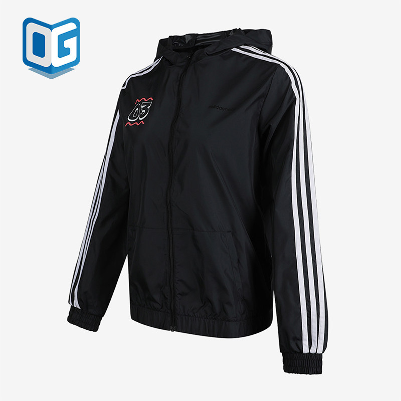 Adidas/阿迪达斯正品新款女士印花经典运动梭织连帽外套GJ5333