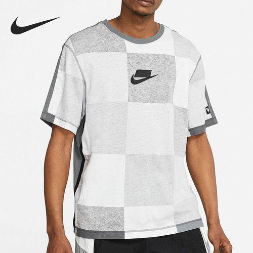 Nike/耐克正品当季新款男子格纹运动休闲圆领短袖T恤 CJ5074