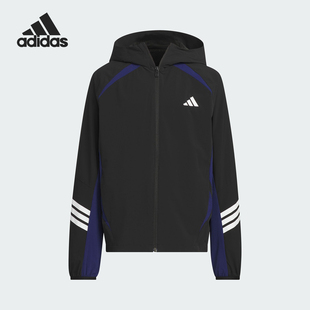Adidas 25春大童连帽运动梭织拼接外套JL6909 阿迪达斯正品