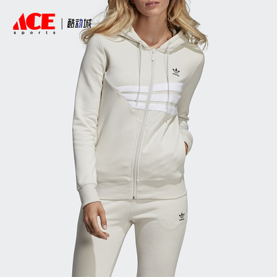 Adidas/阿迪达斯正品三叶草女士经典薄绒运动连帽拉链外套DU9540