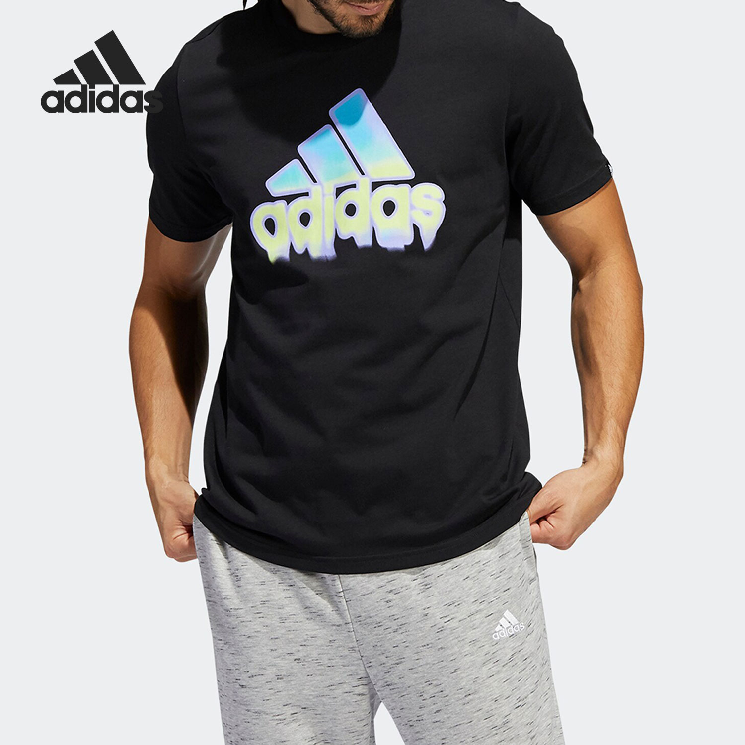 Adidas/阿迪达斯正品夏季新款透气圆领男子运动短袖T恤HE4813