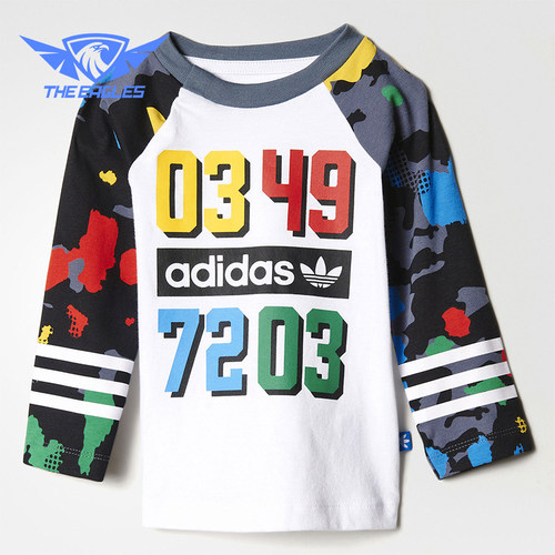Adidas/阿迪达斯正品三叶草印花长袖T恤经典新款长袖T恤AY8559