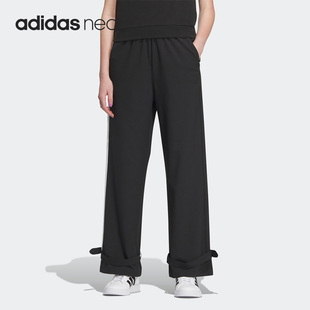 女士运动宽松梭织直筒长裤 新款 IK5138 阿迪达斯正品 Adidas