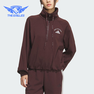 SWEAT女士运动短款 Adidas ZIP HALF 加绒卫衣KC0066 阿迪达斯正品