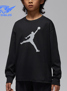Nike/耐克正品JORDAN大童休闲圆领套头印花长袖上衣IU5393-010