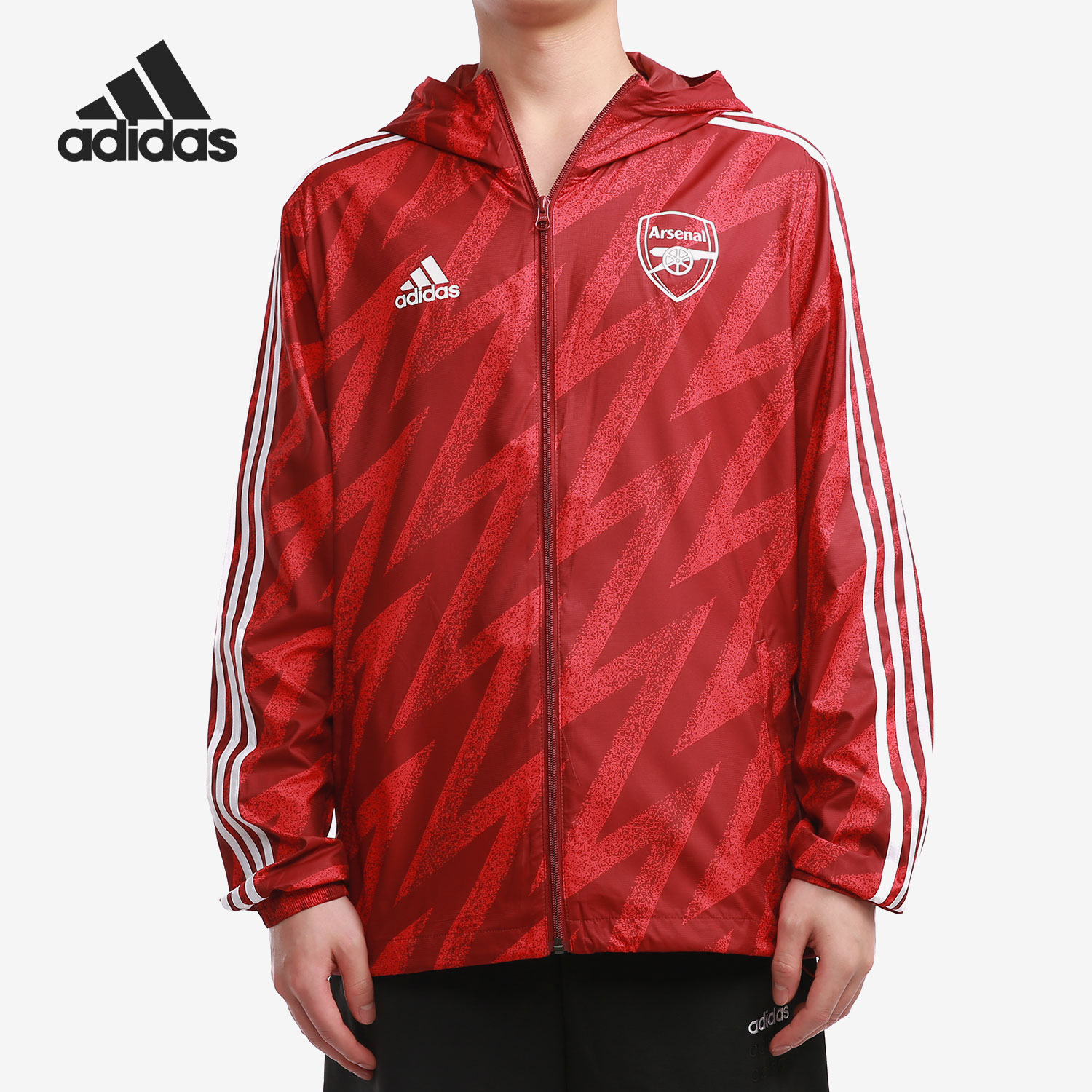 Adidas/阿迪达斯正品2021新款足球运动男子连帽夹克外套 GR4196