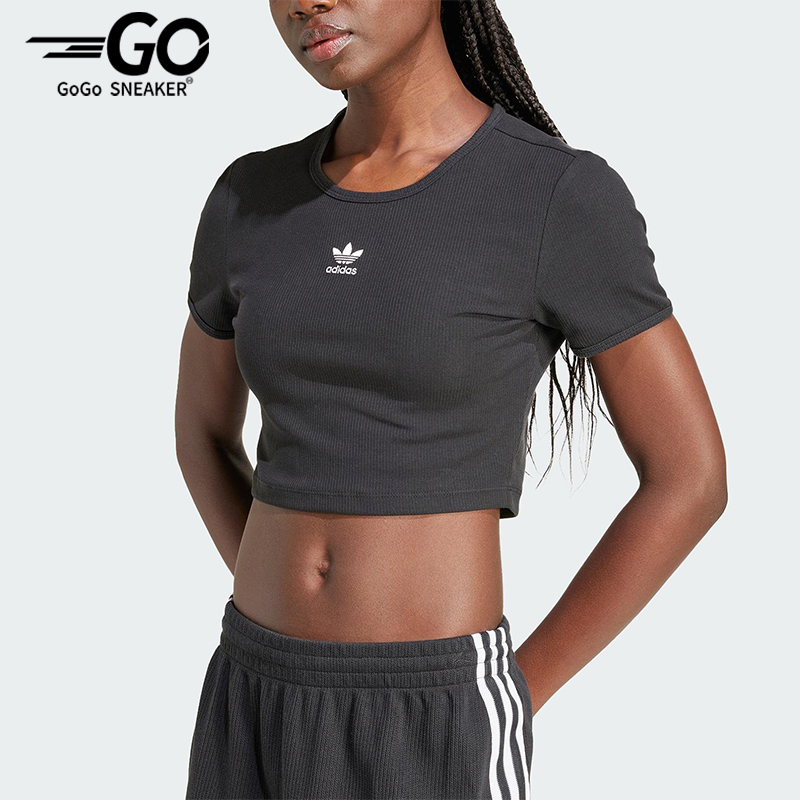 Adidas/阿迪达斯正品三叶草女士修身短款经典运动透气短袖IY9664