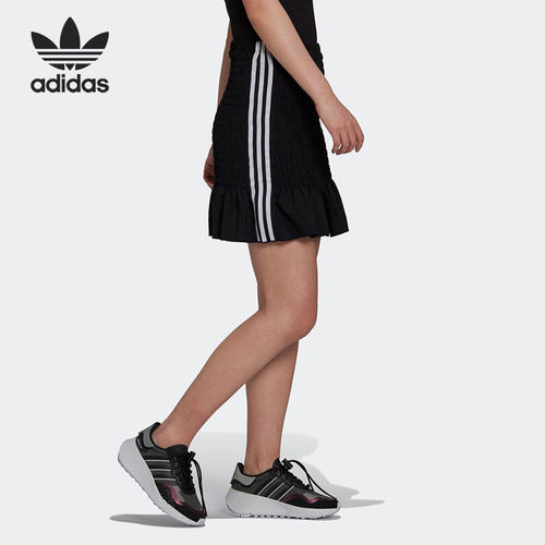 Adidas/阿迪达斯正品三叶草女子褶边三条纹运动短裙 H17929