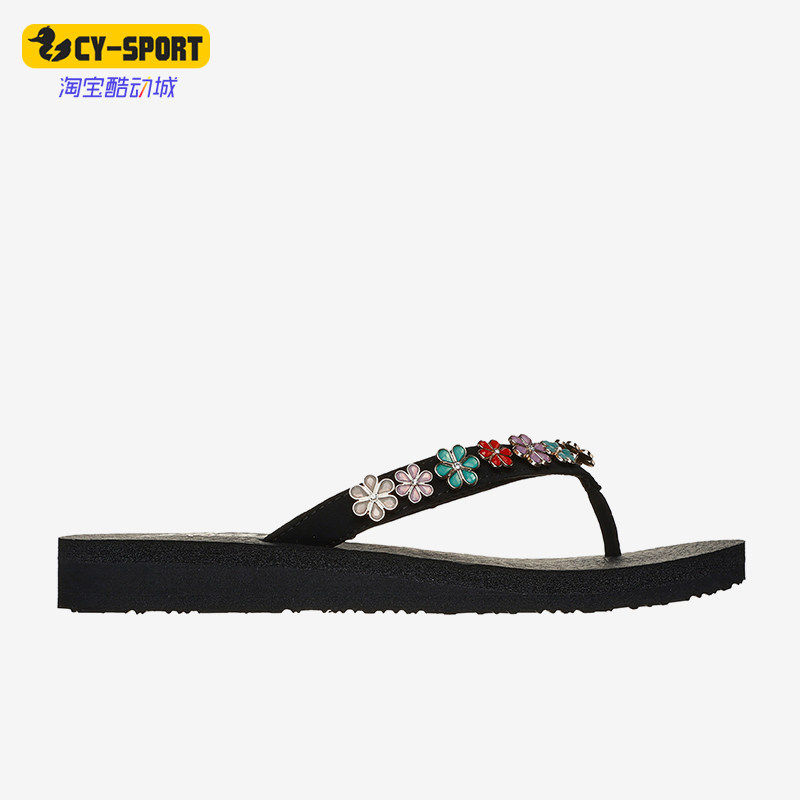 Skechers/斯凯奇正品新款女士夏季水钻小花装饰人字拖凉鞋
