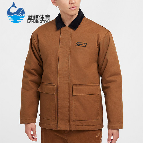 耐克男士工装翻领运动保暖棉服