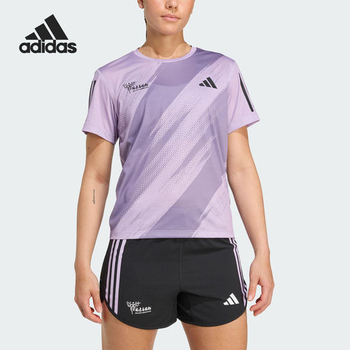 Adidas/阿迪达斯正品2025女士圆领套头透气跑步短袖KE6248