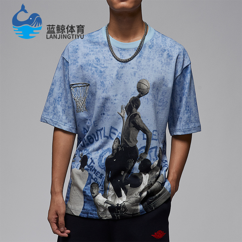 Nike/耐克正品JORDAN男士运动图案时尚针织透气短袖HJ2363-427