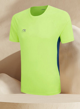 李宁短袖T恤春季新款休闲舒适圆领设计简洁训练运动圆领衫ATSQ169