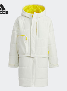 Adidas/阿迪达斯正品乐高联名白色加厚大童长款棉服HB6601