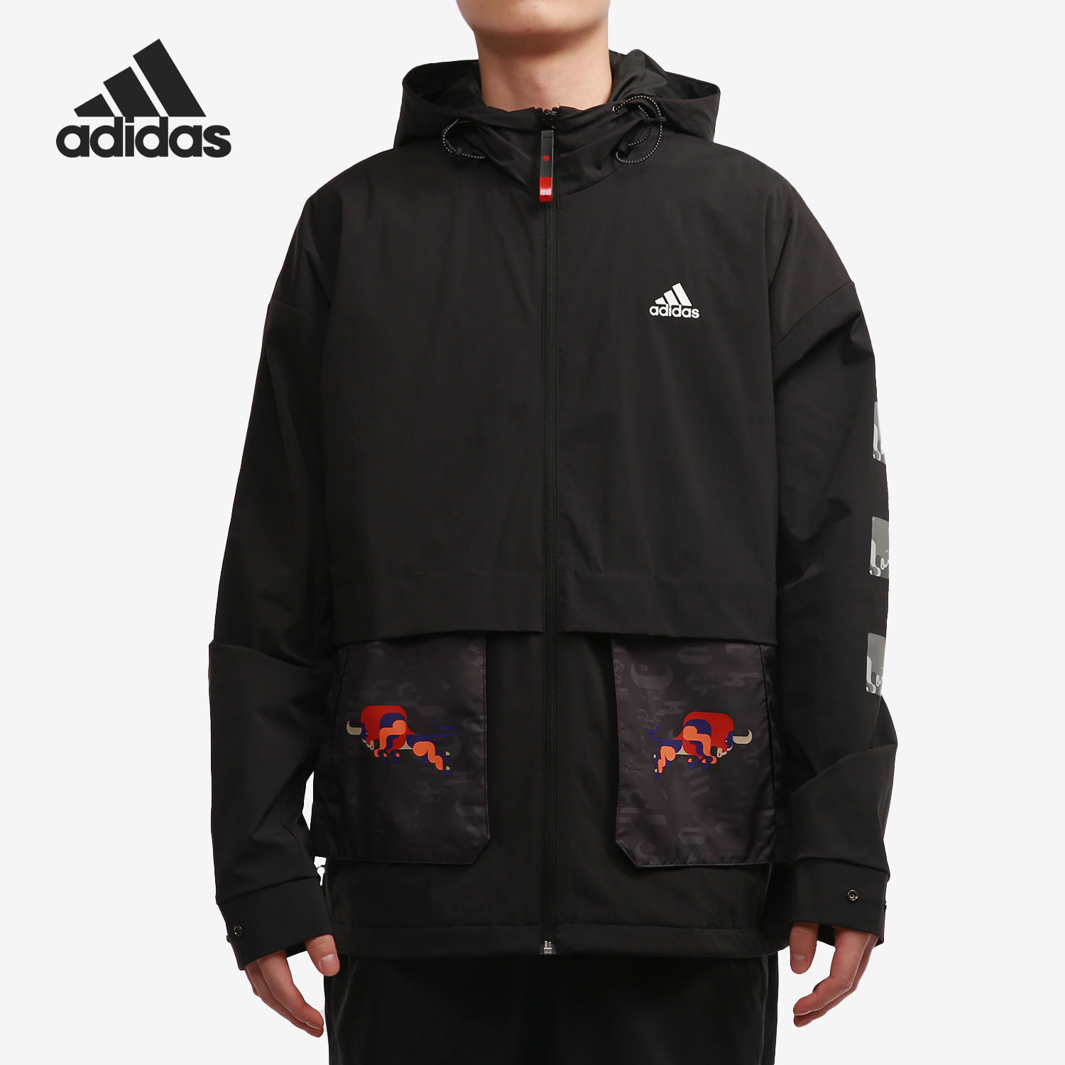 Adidas/阿迪达斯官方正品男子连帽加绒运动休闲夹克外套 GP1821