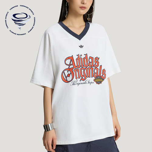 Adidas/阿迪达斯正品三叶草女士休闲宽松日常字母印花T恤KT3062